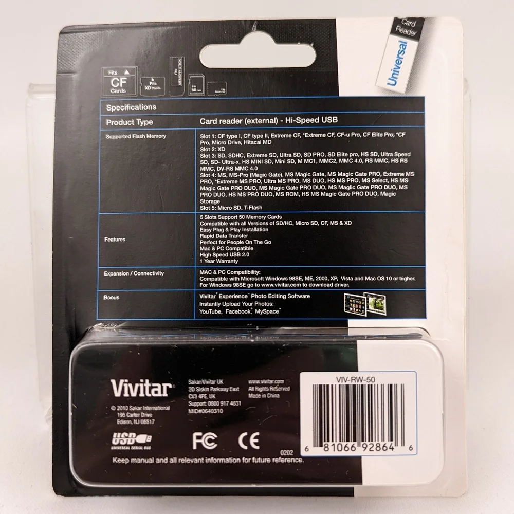 Vivitar 50-in-1 Card Reader/Writer R5 Easy Finder Universal NIB